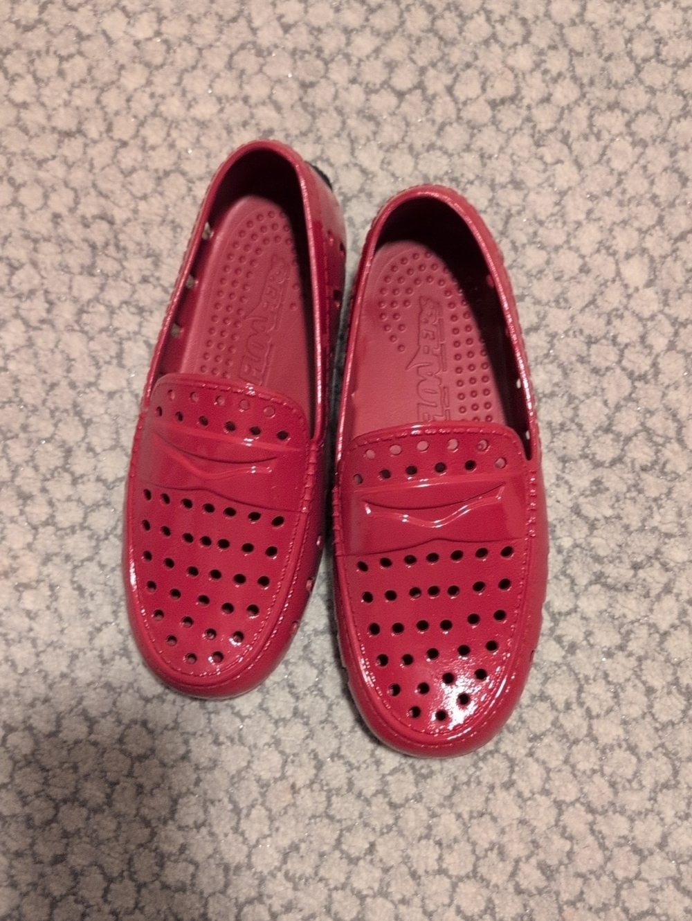 Kids Red Patent Slip-On Perforated Floafer Loafers